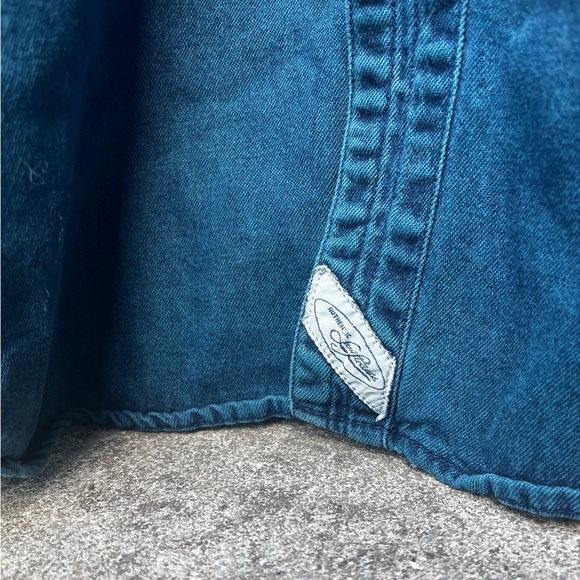 Levi’s Vintage 1990s Over Dyed Indigo Blue Denim Green Label Work Shirt Size L - Picture 2 of 4